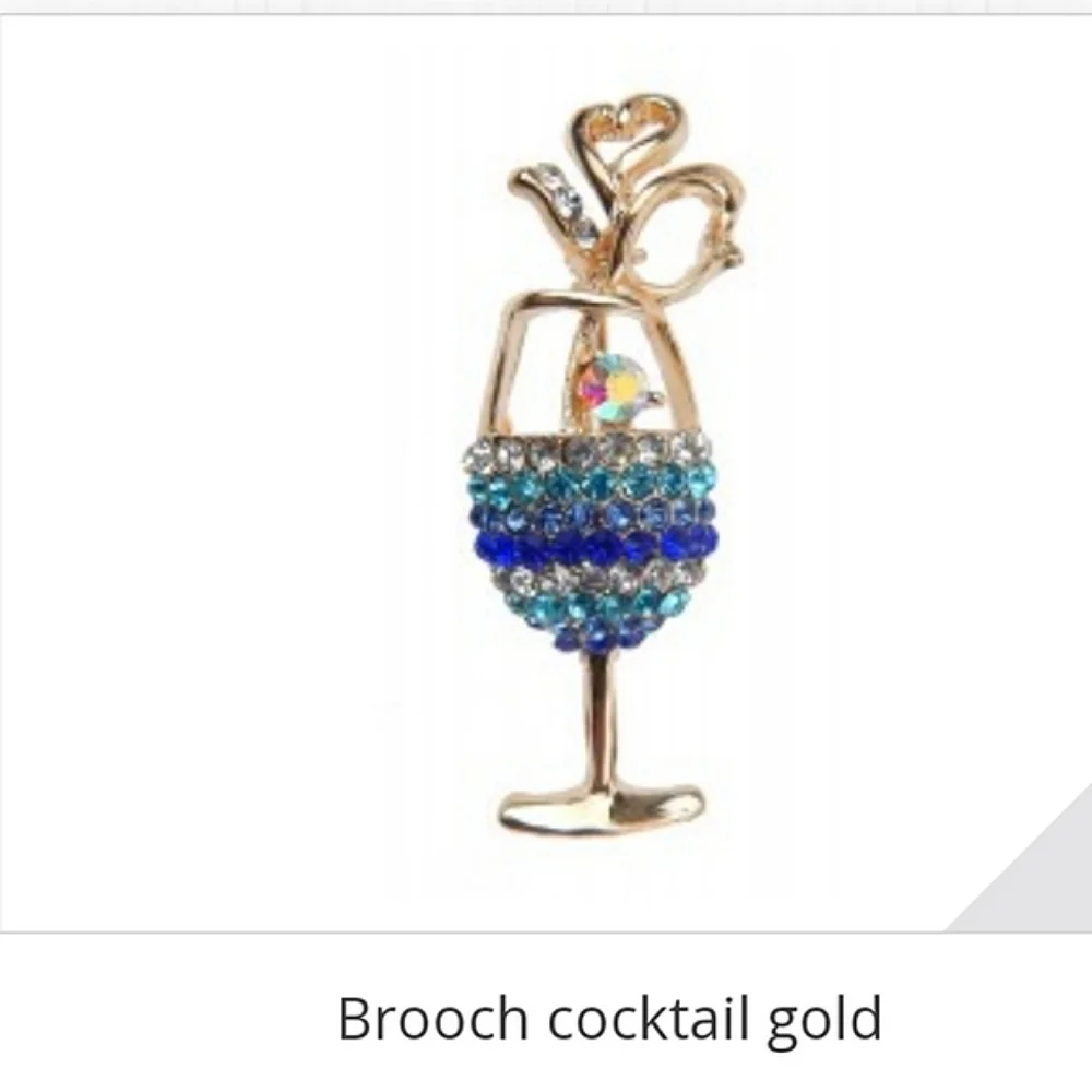 Rosegold Plated Austrian Crystal WineGlass Rose Stem Brooch